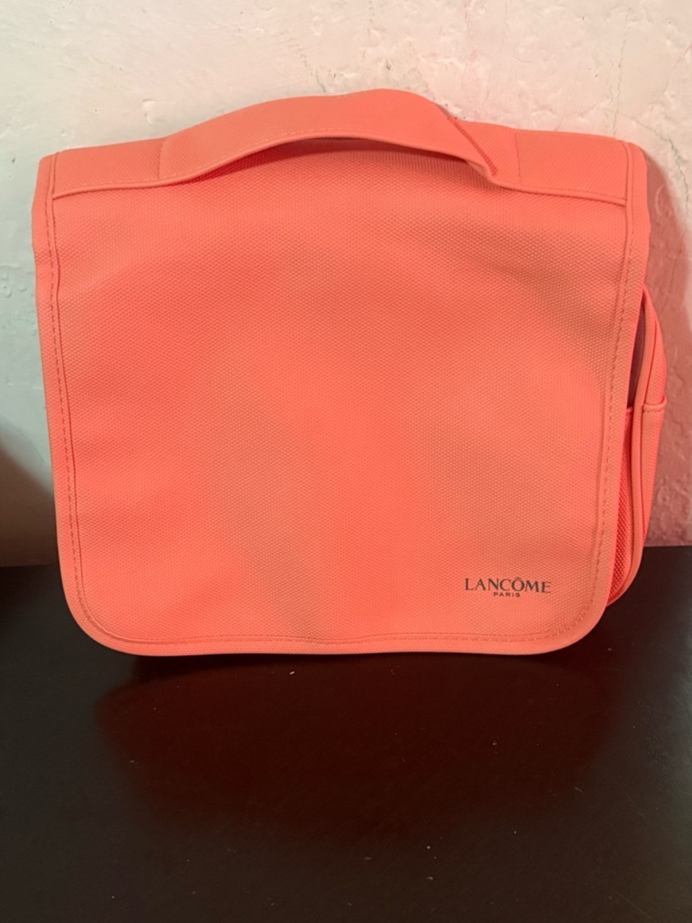 Lancome Coral Pink Travel Cosmetic Case with Top Handle
